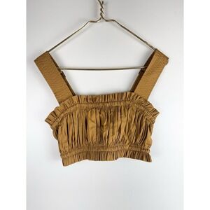 Lee Mathews Ruffle Crop Top Sz XS Boho Cottage Core Prairie Rushed NEW